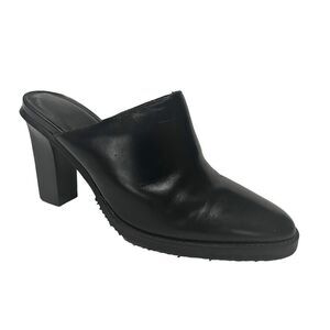 Colin Stuart Brown Leather Short/Easy Slip on Mule Stacked Heel Shoes. Womens 7M